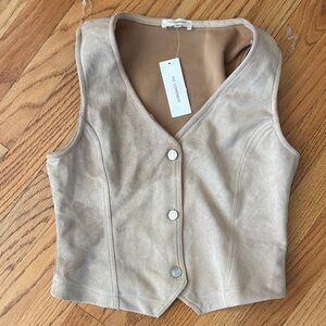 No Comment Suede-Look Tan Vest